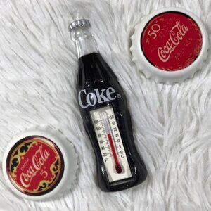 NWOT Set of 3 Vintage Coca-Cola Bottlecap & Coke Bottle Thermostat Magnets